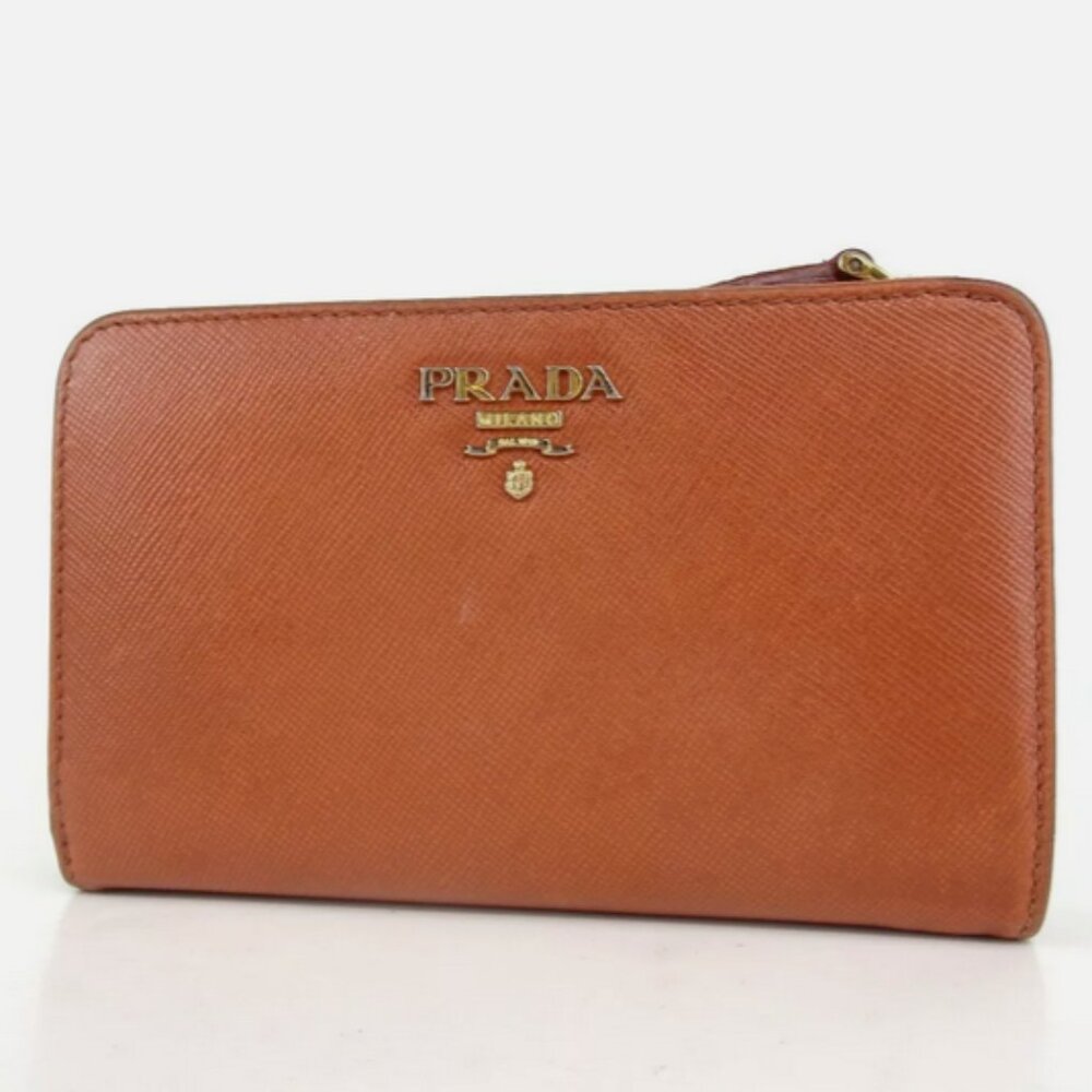 PRADA Papaya Saffiano Lux Leather French Flap Wallet ♥ Authentic ♥